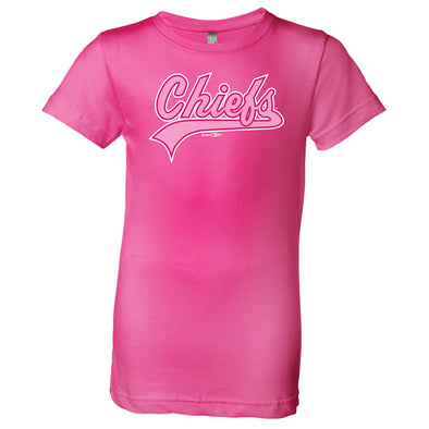 Youth Chiefs Script Pink T-Shirt