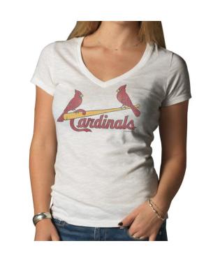 St. Louis Cardinals White V-Neck T-Shirt