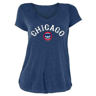 Chicago Cubs New Era Navy Women’s V-Neck T-Shirt
