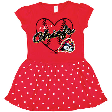 Peoria Chiefs Red/White Polka Dot Toddler Dress