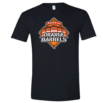 Peoria Orange Barrels Black Softstyle T-Shirt