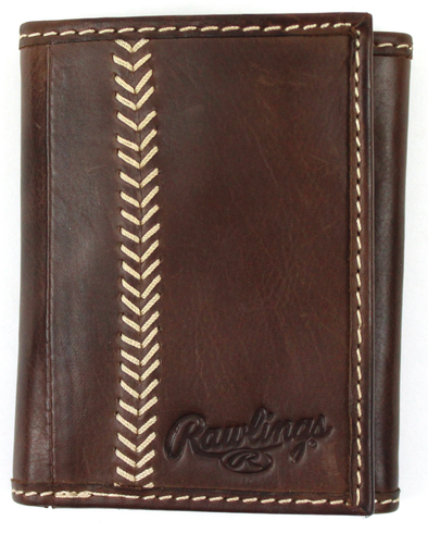 Rawlings Baseball Stitch Trifold Wallet (Brown)