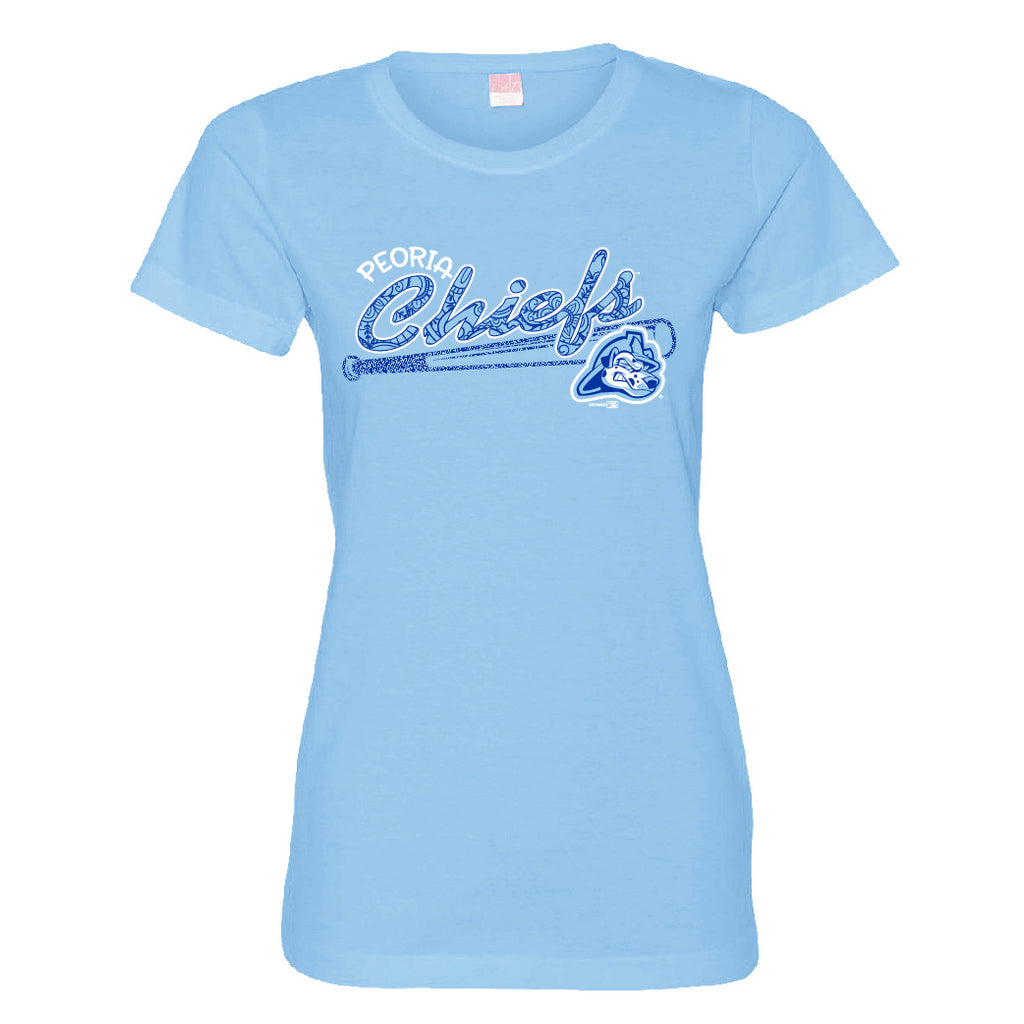 OT Sports Peoria Chiefs Replica Jersey - Throwback Baby Blue Ladies MD